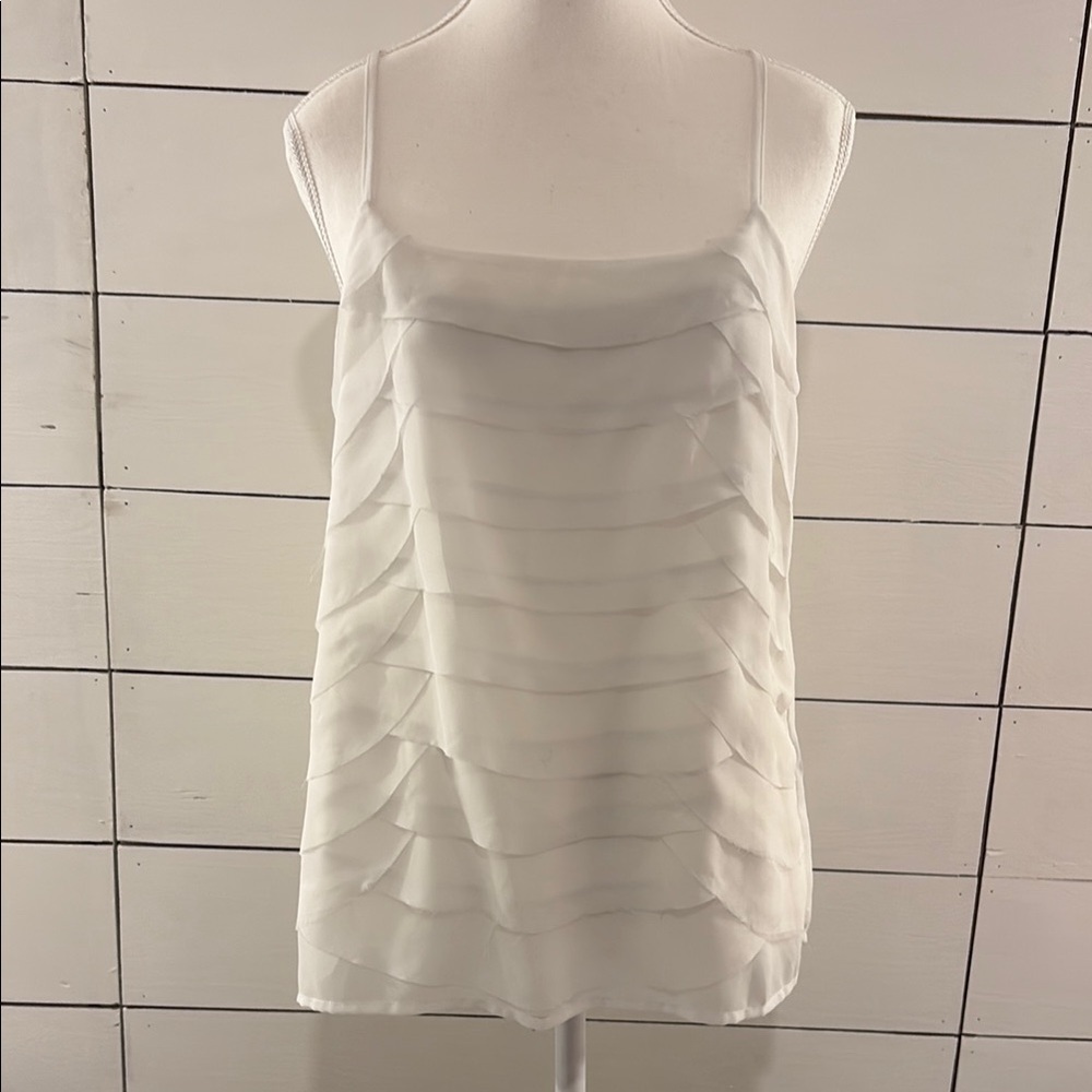 Dex Cream Ruffled Tiered Camisole